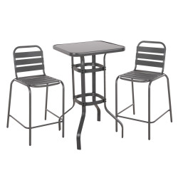 Σετ 3τμχ εξωτερικου χωρου laura hm21054.01 γκρι μεταλλο & αλουμινιο **