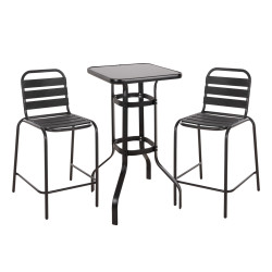 Σετ 3τμχ εξωτερικου χωρου laura hm21054.03 μαυρο μεταλλο & αλουμινιο **