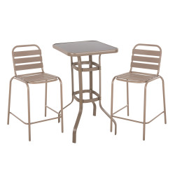 Σετ 3τμχ εξωτερικου χωρου laura hm21054.04 σαμπανι μεταλλο & αλουμινιο **