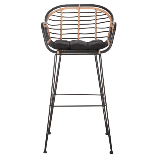Σκαμπο μπαρ allegra hm5690.11 μεταλλο&μαξιλαρι μαυρο-wicker μπεζ 55x54x108υεκ. **