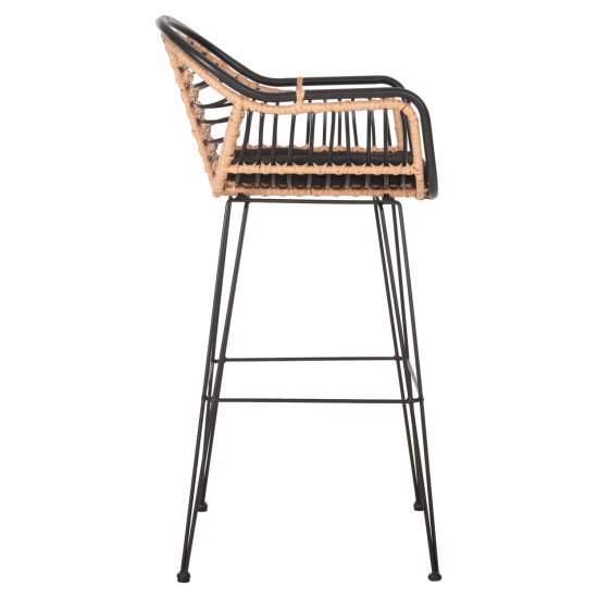 Σκαμπο μπαρ allegra hm5690.11 μεταλλο&μαξιλαρι μαυρο-wicker μπεζ 55x54x108υεκ. **