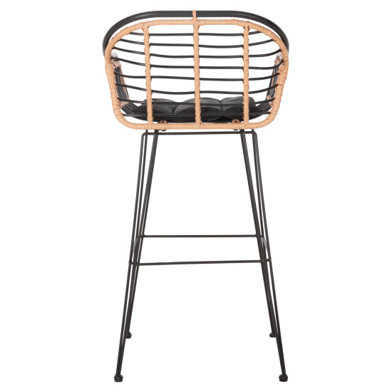 Σκαμπο μπαρ allegra hm5690.11 μεταλλο&μαξιλαρι μαυρο-wicker μπεζ 55x54x108υεκ. **