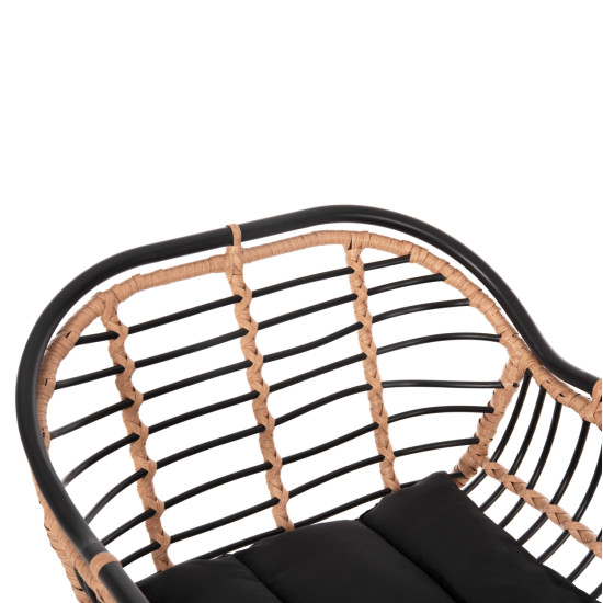 Σκαμπο μπαρ allegra hm5690.11 μεταλλο&μαξιλαρι μαυρο-wicker μπεζ 55x54x108υεκ. **