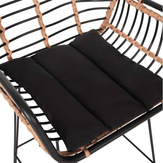 Σκαμπο μπαρ allegra hm5690.11 μεταλλο&μαξιλαρι μαυρο-wicker μπεζ 55x54x108υεκ. **