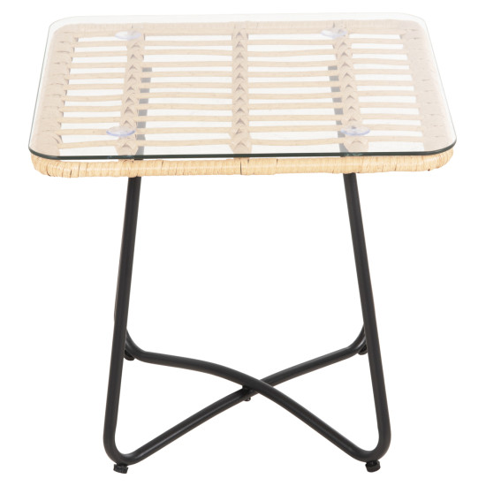 Τραπεζακι gerry hm5717.11 με wicker μπεζ-μαυρο μεταλ.σκελετο 50x50x47,5υεκ. **