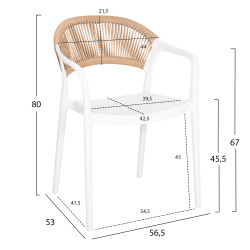 Πολυθρονα πολυπροπυλενιου eva hm6155.01 λευκη με μπεζ σχοινι 56,5x53x80υεκ. ** Πολυθρονα πολυπροπυλενιου eva hm6155.01 λευκη με μπεζ σχοινι 56,5x53x80υεκ. **