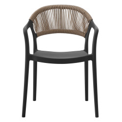 Πολυθρονα πολυπροπυλενιου eva hm6155.02 μαυρη με μπεζ σχοινι 56,5x53x80υεκ. **