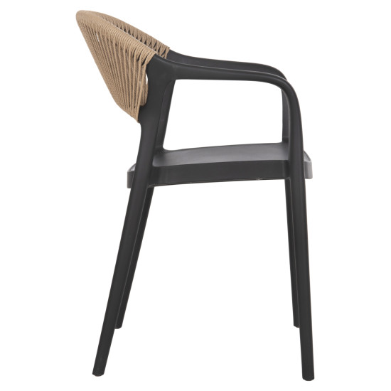 Πολυθρονα πολυπροπυλενιου eva hm6155.02 μαυρη με μπεζ σχοινι 56,5x53x80υεκ. ** Πολυθρονα πολυπροπυλενιου eva hm6155.02 μαυρη με μπεζ σχοινι 56,5x53x80υεκ. **