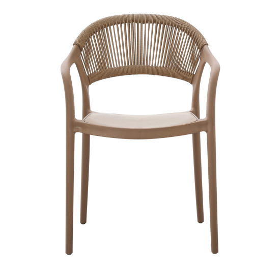 Πολυθρονα πολυπροπυλενιου eva hm6155.03 καπουτσινο με μπεζ σχοινι 56,5x53x80υεκ. **