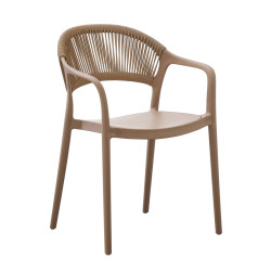 Πολυθρονα πολυπροπυλενιου eva hm6155.03 καπουτσινο με μπεζ σχοινι 56,5x53x80υεκ. **