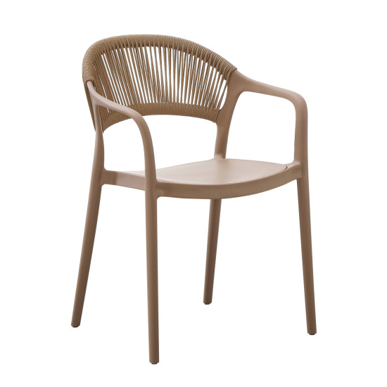 Πολυθρονα πολυπροπυλενιου eva hm6155.03 καπουτσινο με μπεζ σχοινι 56,5x53x80υεκ. ** Πολυθρονα πολυπροπυλενιου eva hm6155.03 καπουτσινο με μπεζ σχοινι 56,5x53x80υεκ. **