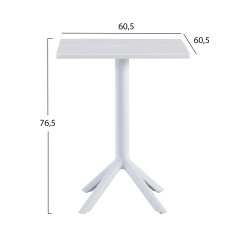 Τραπεζι πολυπροπυλενιου τετραγωνο terrin hm6125.11 λευκο 60x60x75υεκ. **