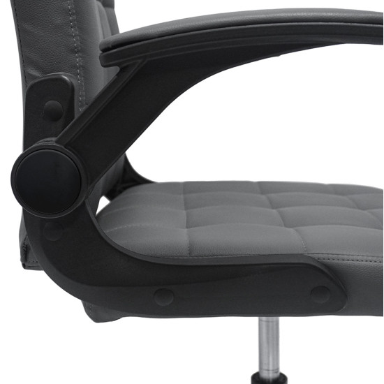 Καρεκλα γραφειου portima hm1197.03 γκρι pvc-μαυροσ nylon σκελετοσ & βαση 66.5x60x97υεκ **