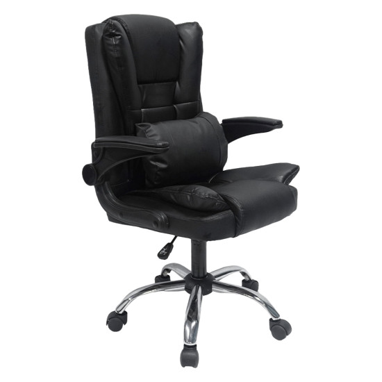 Καρεκλα γραφειου canan hm1201 μαυρo pvc-μαυρο nylon-βαση χρωμιου 66x61x105υεκ. **