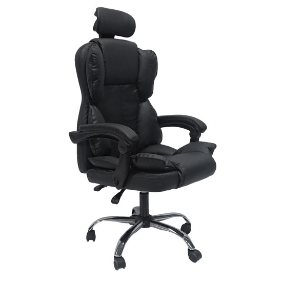 Καρεκλα γραφειου octavius hm1202 μαυρο pvc & nylon-μεταλ.χρωμιο βαση 63x73x129υεκ **
