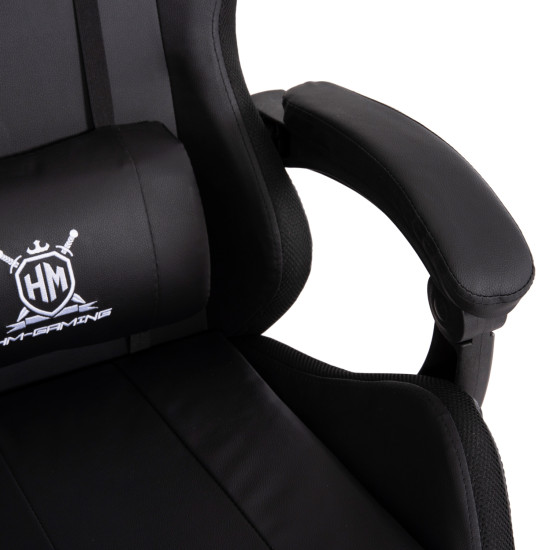 Πολυθρονα gaming darren hm1203.04 μαυρο-λευκο pvc & nylon 58.5x100x120υεκ. **