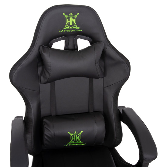 Πολυθρονα gaming darren hm1203.03 μαυρο-πρασινο pvc & nylon 58.5x100x120υεκ. **