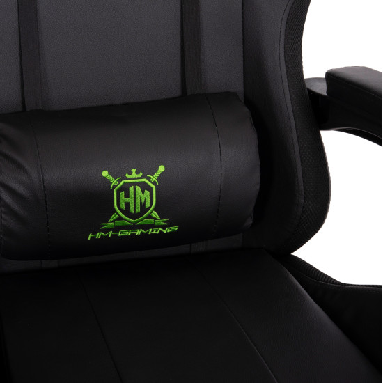 Πολυθρονα gaming darren hm1203.03 μαυρο-πρασινο pvc & nylon 58.5x100x120υεκ. **