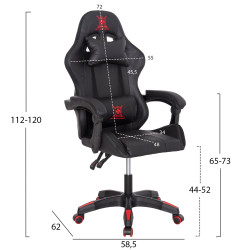 Πολυθρονα gaming darren hm1203.01 μαυρο-κοκκινο pvc 58.5x100x120υεκ. **