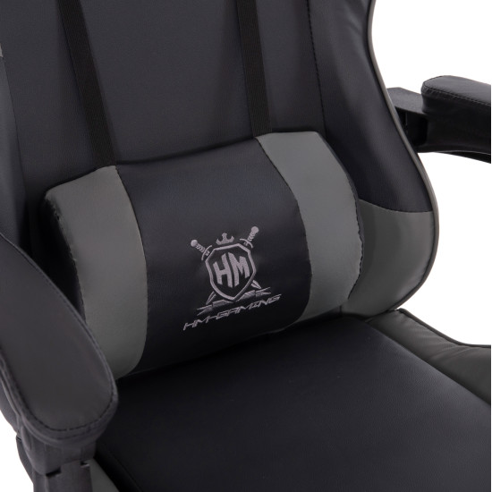 Πολυθρονα gaming darren hm1203.10 μαυρο-γκρι pvc & nylon 60x60x120υεκ. **