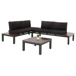 Σετ σαλονι πολυμορφικο dex 3tmx hm6090 αλουμινιο σε ανθρακι & καφε-μαυρα μαξιλαρια **