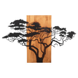 Διακοσμητικο τοιχου φιγουρα δεντρου hm4648-φυλλα μεταλλου-ξυλο 90x3(βάθος)x58υεκ. **