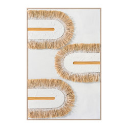 Πινακασ 3d hm4537.02 με κορνιζα μπεζ-καμβασ λευκοσ-χειροποιητοσ 80x3,5x120υεκ. **