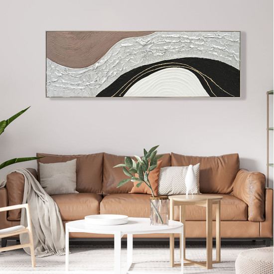 Πινακασ τοιχου abstract hm4552.01 με κορνιζα μπεζ-καμβασ- χειροποιητοσ 152x4.5x52υεκ. **