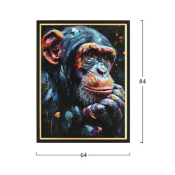 Πινακασ toixoy simia hm4563 με κορνιζα μαυρη-καμβασ εκτυπωση πιθηκοσ 64x4,5x84υεκ. **