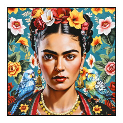 Πινακασ toixoy parrots hm4567 με κορνιζα μαυρη-καμβασ εκτυπωση 82x4,5x82υεκ. **