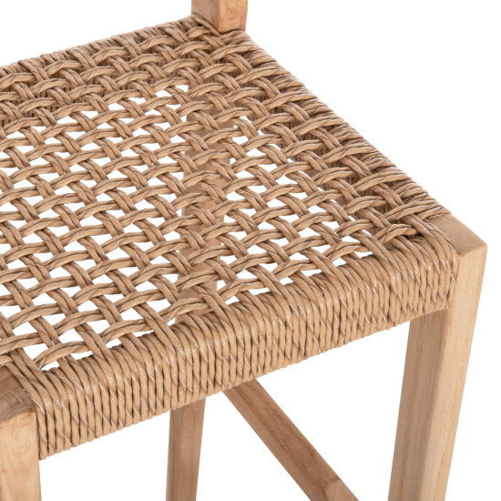 Σκαμπο μπαρ με πλατη plered hm6129 ξυλο τεακ & σχοινι viro 40x45x100εκ. ** Σκαμπο μπαρ με πλατη plered hm6129 ξυλο τεακ & σχοινι viro 40x45x100εκ. **