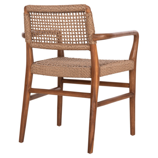 Πολυθρονα τραπεζαριασ rosco hm6132.01 ξυλο τεακ καρυδι-σχοινι viro καφε 56x54,5x78υεκ. **