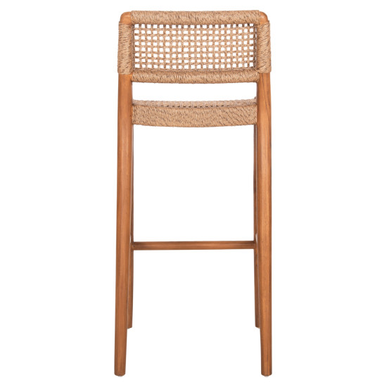 Σκαμπο μπαρ rosco hm6134.01 ξυλο τεακ καρυδι & σχοινι viro καφε 47x52x100υεκ **