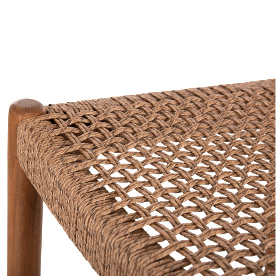 Σκαμπο μπαρ rosco hm6134.01 ξυλο τεακ καρυδι & σχοινι viro καφε 47x52x100υεκ **