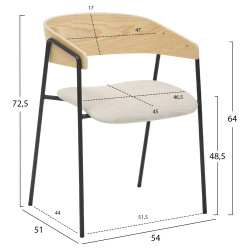 ΚΑΡΕΚΛΑ ΤΡΑΠΕΖΑΡΙΑΣ KORIN HM9975.01 ΜΕΤΑΛΛΟ-ΥΦΑΣΜΑ ΜΠΕΖ-ΞΥΛΟ 54x51x72,5Υεκ - 2τεμ ** ΚΑΡΕΚΛΑ ΤΡΑΠΕΖΑΡΙΑΣ KORIN HM9975.01 ΜΕΤΑΛΛΟ-ΥΦΑΣΜΑ ΜΠΕΖ-ΞΥΛΟ 54x51x72,5Υεκ - 2τεμ **