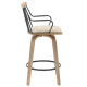 Σκαμπο μπαρ judi hm9985.01 white wash κ.π.-μαυρο μεταλλο-μπεζ υφασμα 48x52x92υεκ **