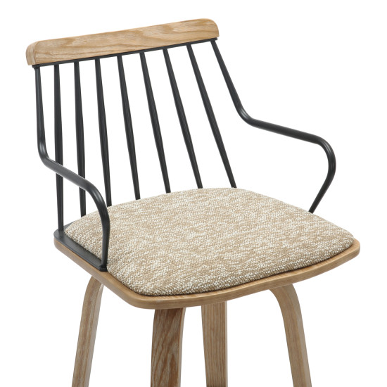 Σκαμπο μπαρ judi hm9985.01 white wash κ.π.-μαυρο μεταλλο-μπεζ υφασμα 48x52x92υεκ **