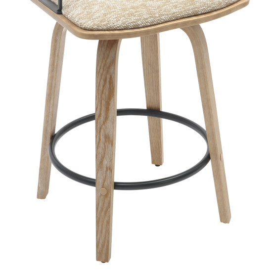 Σκαμπο μπαρ judi hm9985.01 white wash κ.π.-μαυρο μεταλλο-μπεζ υφασμα 48x52x92υεκ **