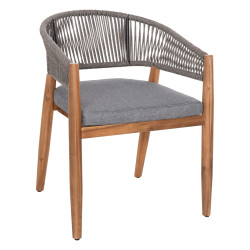 ΠΟΛΥΘΡΟΝΑ NAVAN HM6135.01 ΞΥΛΟ ΑΚΑΚΙΑΣ ΦΥΣΙΚΟ-ΣΧΟΙΝΙ NYLON ΓΚΡΙ 59x58x76Υεκ. - 4τεμ **