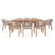 Σετ τραπεζαριασ 9τμχ navant hm21066.02 τραπεζι & 8 καρεκλεσ ξυλο ακακιασ-σχοινι μπεζ **