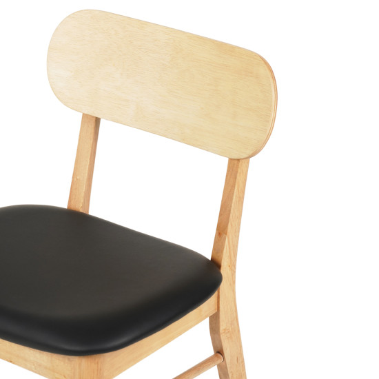 KΑΡΕΚΛΑ ΤΡΑΠΕΖΑΡΙΑΣ SEKOR HM9945.01 RUBBERWOOD-ΜΑΥΡΟ PU 50x50x80Υεκ. - 2τεμ **