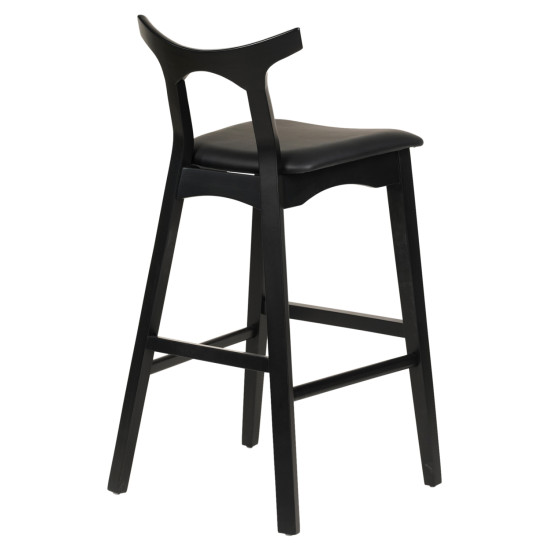 Σκαμπο μπαρ usopp hm9951.02 rubberwood & pu σε μαυρο 49x53x99,5υεκ. **