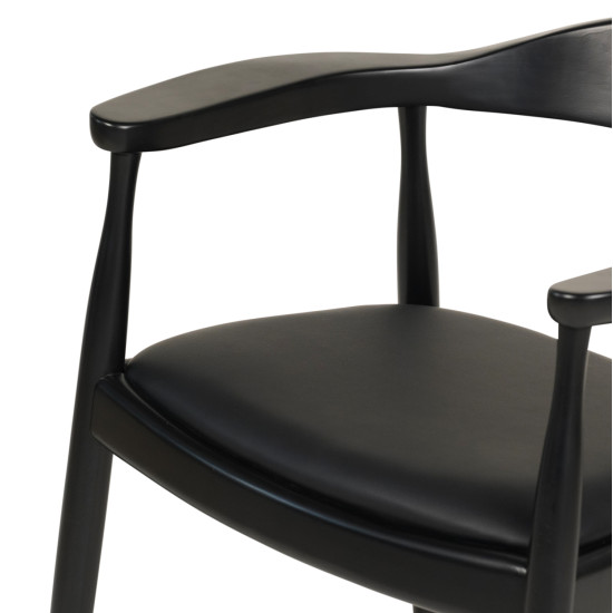 Πολυθρονα τραπεζαριασ ador hm9948.02 rubberwood και pu-μαυρο 62x54x76,5υεκ **