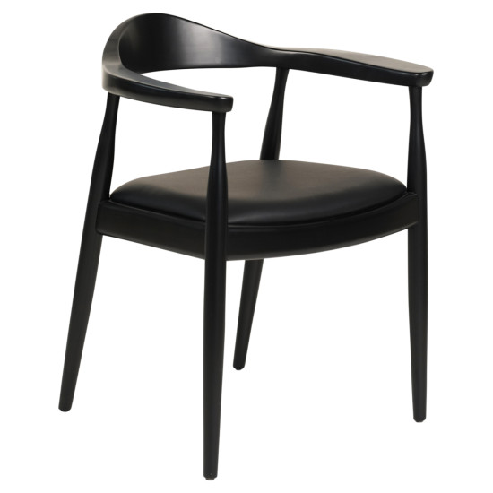 Πολυθρονα τραπεζαριασ ador hm9948.02 rubberwood και pu-μαυρο 62x54x76,5υεκ **