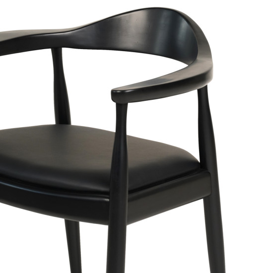 Πολυθρονα τραπεζαριασ ador hm9948.02 rubberwood και pu-μαυρο 62x54x76,5υεκ **