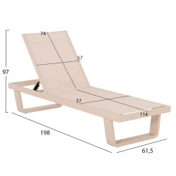 Ξαπλωστρα αλουμινιου με υφασμα teslin rickon hm6292.04 σε σαμπανι 198x61,5x97υεκ. **