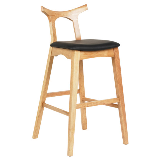 Σκαμπο μπαρ usopp hm9951.01 rubberwood σε οακ-μαυρο pu 43x41x100υεκ. **