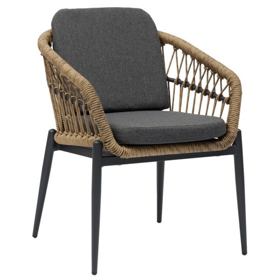 Πολυθρονα αλουμ. galdin hm6272.01 σκουρο γκρι σκελετοσ & μαξιλ.-p.e.rattan φυσικο 61x65x82υ **