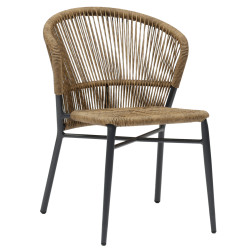 Καρεκλα αλουμινιου lynn hm6267.01 ανθρακι σκελετοσ-p.e.rattan φυσικο 57x61x79υεκ **