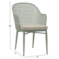 Πολυθρονα αλουμινιου orego hm6268.06 φυστικι-μαξιλαρι μπεζ 56x59x81υεκ. **